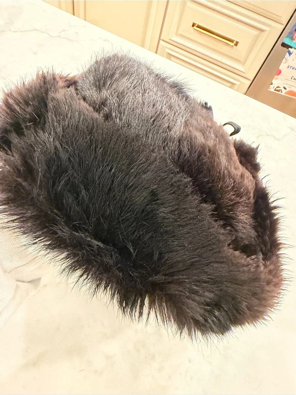 Vintage Dyed Rabbit Fur Trapper Hat in Dark Brown Made in France